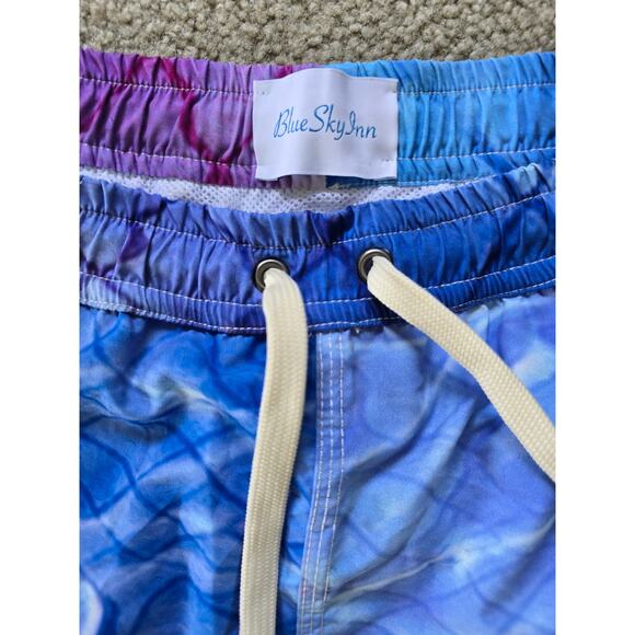 Blue Sky Inn Pool Print Swim Trunks Blue Pink 5" Men's Size M - Picture 2 of 4
